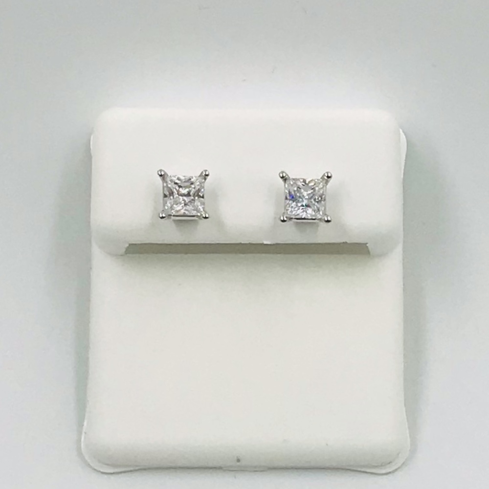 Square CZ Sterling Silver Earrings